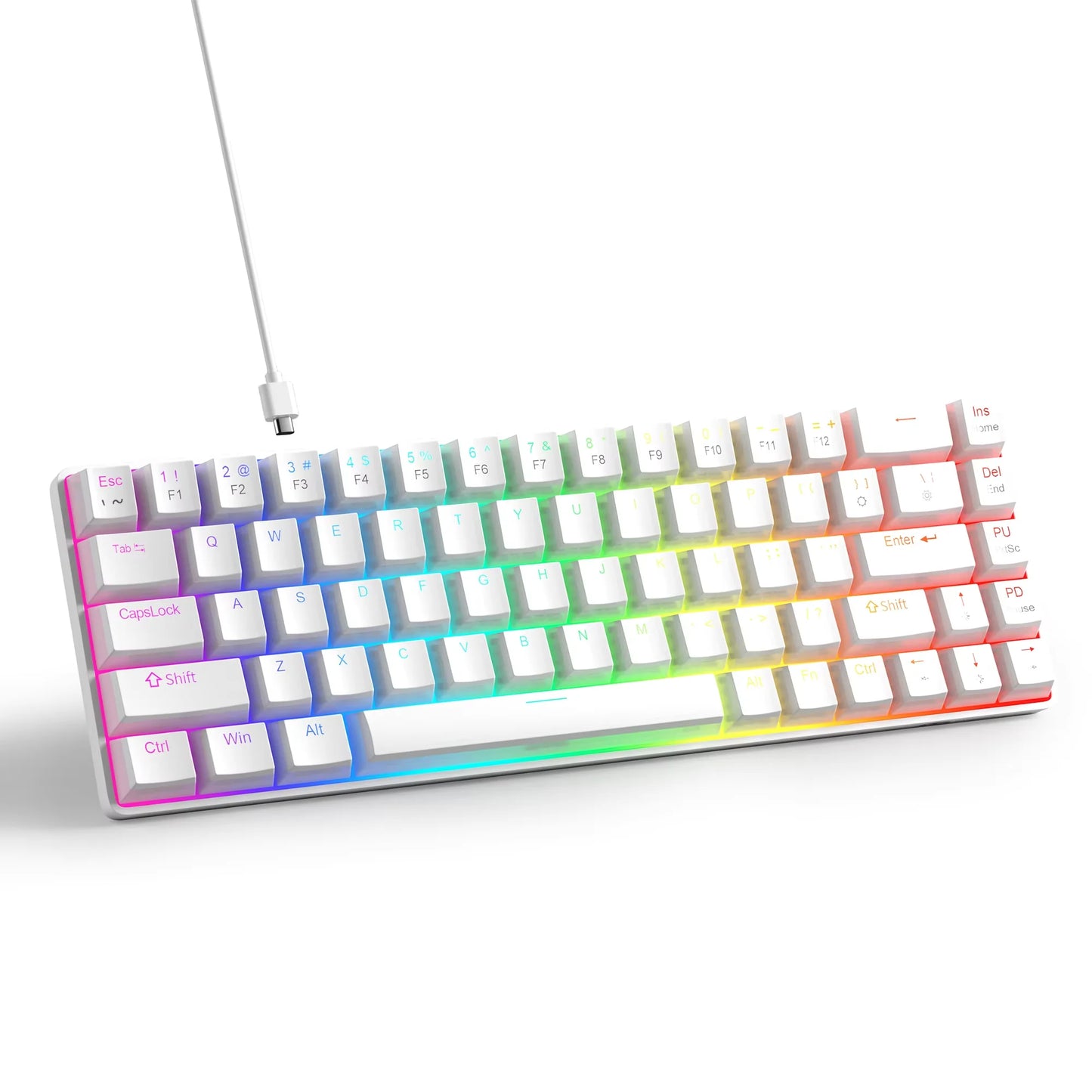 Portable 60% Mechanical Gaming Keyboard, Mk-Box LED Backlit Compact 68 Keys Mini Wired Office Keyboard for Windows PC