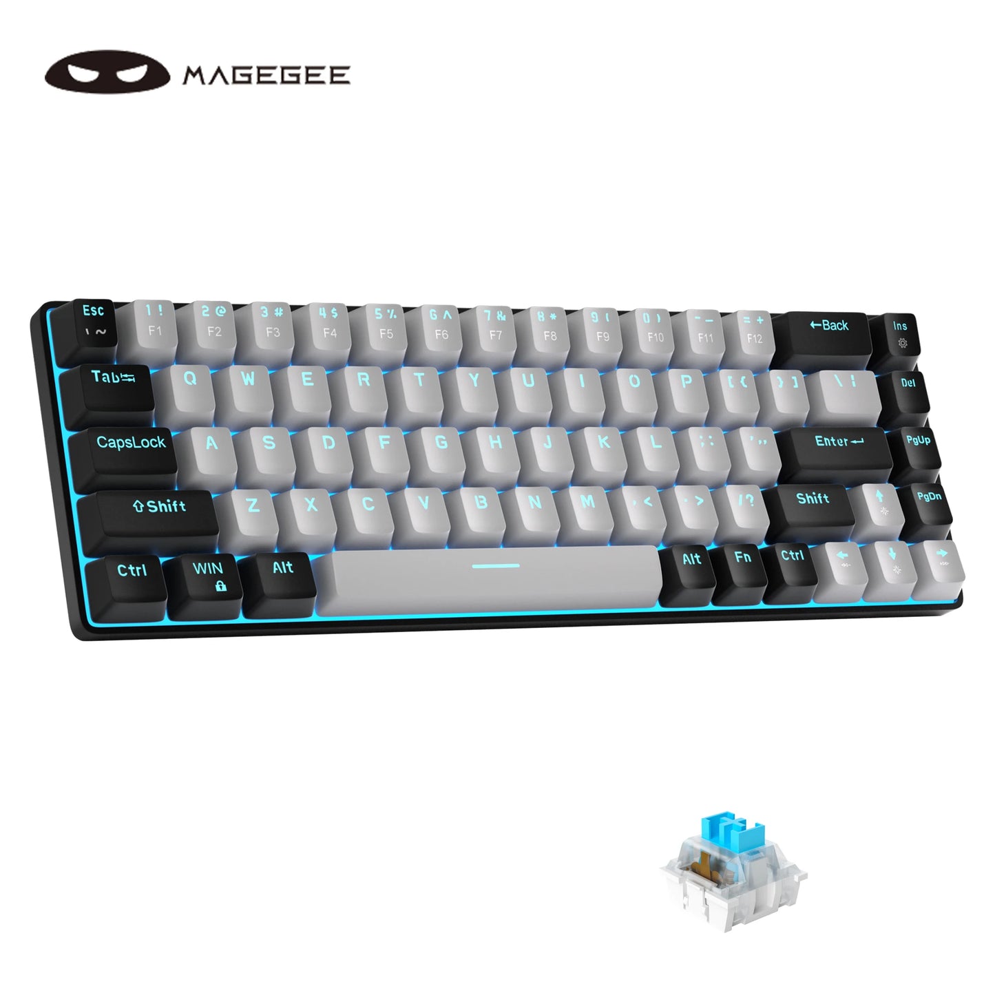 Portable 60% Mechanical Gaming Keyboard, Mk-Box LED Backlit Compact 68 Keys Mini Wired Office Keyboard for Windows PC