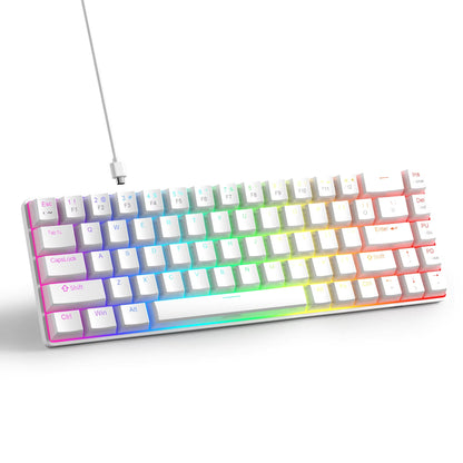 Portable 60% Mechanical Gaming Keyboard, Mk-Box LED Backlit Compact 68 Keys Mini Wired Office Keyboard for Windows PC